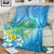 Hawaii Honu Blanket Tropical Flowers Blue Gradient