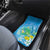 Hawaii Honu Car Mats Tropical Flowers Blue Gradient