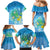 Hawaii Honu Family Matching Mermaid Dress and Hawaiian Shirt Tropical Flowers Blue Gradient