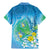 Hawaii Honu Family Matching Mermaid Dress and Hawaiian Shirt Tropical Flowers Blue Gradient