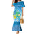 Hawaii Honu Family Matching Mermaid Dress and Hawaiian Shirt Tropical Flowers Blue Gradient