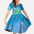 Hawaii Honu Family Matching Short Sleeve Bodycon Dress and Hawaiian Shirt Tropical Flowers Blue Gradient