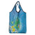 Hawaii Honu Grocery Bag Tropical Flowers Blue Gradient