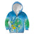 Hawaii Honu Kid Hoodie Tropical Flowers Blue Gradient