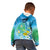 Hawaii Honu Kid Hoodie Tropical Flowers Blue Gradient