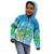 Hawaii Honu Kid Hoodie Tropical Flowers Blue Gradient