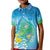 Hawaii Honu Kid Polo Shirt Tropical Flowers Blue Gradient