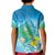 Hawaii Honu Kid Polo Shirt Tropical Flowers Blue Gradient