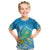 Hawaii Honu Kid T Shirt Tropical Flowers Blue Gradient