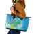 Hawaii Honu Leather Tote Bag Tropical Flowers Blue Gradient