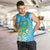 Hawaii Honu Men Tank Top Tropical Flowers Blue Gradient