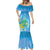 Hawaii Honu Mermaid Dress Tropical Flowers Blue Gradient