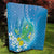 Hawaii Honu Quilt Tropical Flowers Blue Gradient