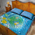 Hawaii Honu Quilt Bed Set Tropical Flowers Blue Gradient