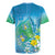 Hawaii Honu Rugby Jersey Tropical Flowers Blue Gradient