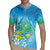 Hawaii Honu Rugby Jersey Tropical Flowers Blue Gradient