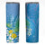 Hawaii Honu Skinny Tumbler Tropical Flowers Blue Gradient