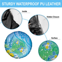 Hawaii Honu Spare Tire Cover Tropical Flowers Blue Gradient