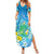 Hawaii Honu Summer Maxi Dress Tropical Flowers Blue Gradient