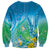 Hawaii Honu Sweatshirt Tropical Flowers Blue Gradient