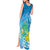 Hawaii Honu Tank Maxi Dress Tropical Flowers Blue Gradient