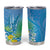 Hawaii Honu Tumbler Cup Tropical Flowers Blue Gradient