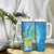 Hawaii Honu Tumbler With Handle Tropical Flowers Blue Gradient