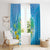 Hawaii Honu Window Curtain Tropical Flowers Blue Gradient