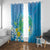 Hawaii Honu Window Curtain Tropical Flowers Blue Gradient