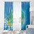 Hawaii Honu Window Curtain Tropical Flowers Blue Gradient