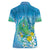 Hawaii Honu Women Polo Shirt Tropical Flowers Blue Gradient