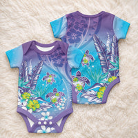 Hawaii Honu Baby Onesie Tropical Flowers Purple Gradient LT05 - Polynesian Pride
