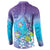 Hawaii Honu Button Sweatshirt Tropical Flowers Purple Gradient