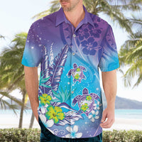 Hawaii Honu Hawaiian Shirt Tropical Flowers Purple Gradient