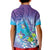 Hawaii Honu Kid Polo Shirt Tropical Flowers Purple Gradient