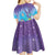 Hawaii Honu Kid Short Sleeve Dress Tropical Flowers Purple Gradient