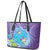 Hawaii Honu Leather Tote Bag Tropical Flowers Purple Gradient