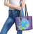 Hawaii Honu Leather Tote Bag Tropical Flowers Purple Gradient