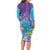 Hawaii Honu Long Sleeve Bodycon Dress Tropical Flowers Purple Gradient