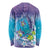 Hawaii Honu Long Sleeve Shirt Tropical Flowers Purple Gradient