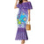 Hawaii Honu Mermaid Dress Tropical Flowers Purple Gradient