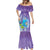 Hawaii Honu Mermaid Dress Tropical Flowers Purple Gradient