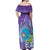 Hawaii Honu Off Shoulder Maxi Dress Tropical Flowers Purple Gradient