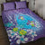 Hawaii Honu Quilt Bed Set Tropical Flowers Purple Gradient