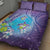 Hawaii Honu Quilt Bed Set Tropical Flowers Purple Gradient