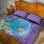 Hawaii Honu Quilt Bed Set Tropical Flowers Purple Gradient