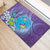 Hawaii Honu Rubber Doormat Tropical Flowers Purple Gradient