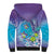 Hawaii Honu Sherpa Hoodie Tropical Flowers Purple Gradient