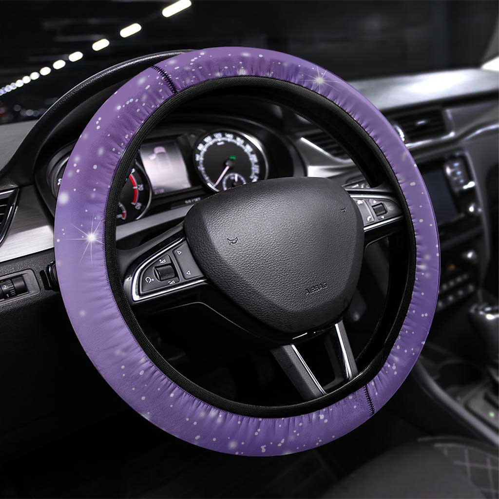 Hawaii Honu Steering Wheel Cover Tropical Flowers Purple Gradient