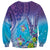 Hawaii Honu Sweatshirt Tropical Flowers Purple Gradient